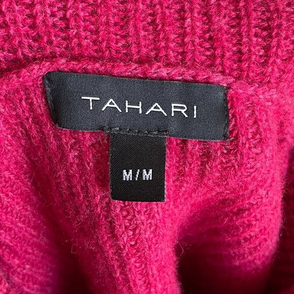 TAHARI Dark Pink Cowl Neck Sweater Merino Wool Blend Raspberry Women's Medium - Picture 4 of 13